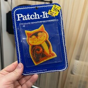Vintage smiling Cat Patch - Orange and Brown